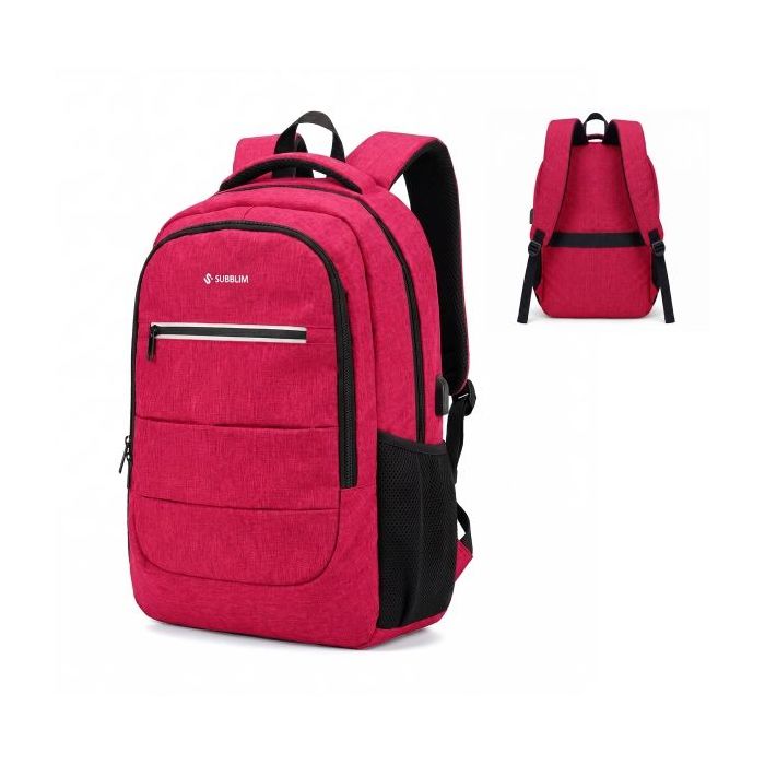 Subblim City Plus Mochila para Portátil 16  - Capacidad 26L - Resistente al agua - Puerto USB-C - Bolsillo Reflectante - Color R