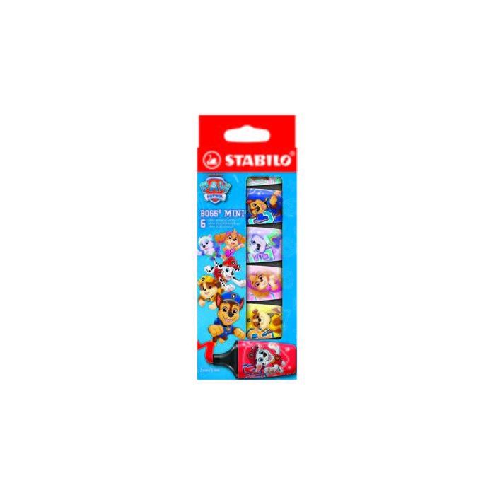 Stabilo Boss Mini Patrulla Canina Pack de 6 Marcadores Fluorescentes con Diseños de la Patrulla Canina - Trazo entre 2 y 5mm - T