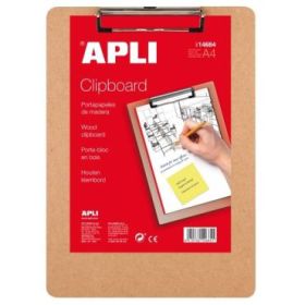 Apli Carpeta Sujetapapeles con Base de Madera y Pinza Metalica - Formato A4