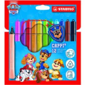 Stabilo Cappi Patrulla Canina Pack con 12 Rotuladores - Trazo de 1mm aprox. - Anilla en el Tapon - Incluye Insignia de Chase - C
