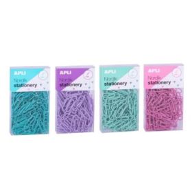 Apli Nordik Pastel Pack de 8 Cajas con 140 Clips de 28mm por Caja - 2 Cajas por Color - Eurohole para Colgar - Colores Rosa, Lil