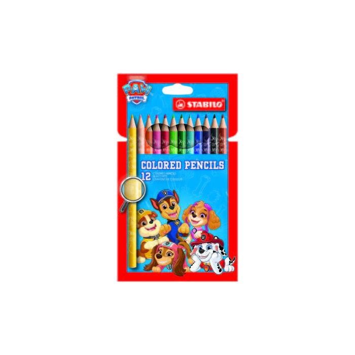 Stabilo Patrulla Canina Pack de 12 Lapices de Colores con Diseños de la Patrulla Canina - Ideal para el Colegio - Colores Surtid