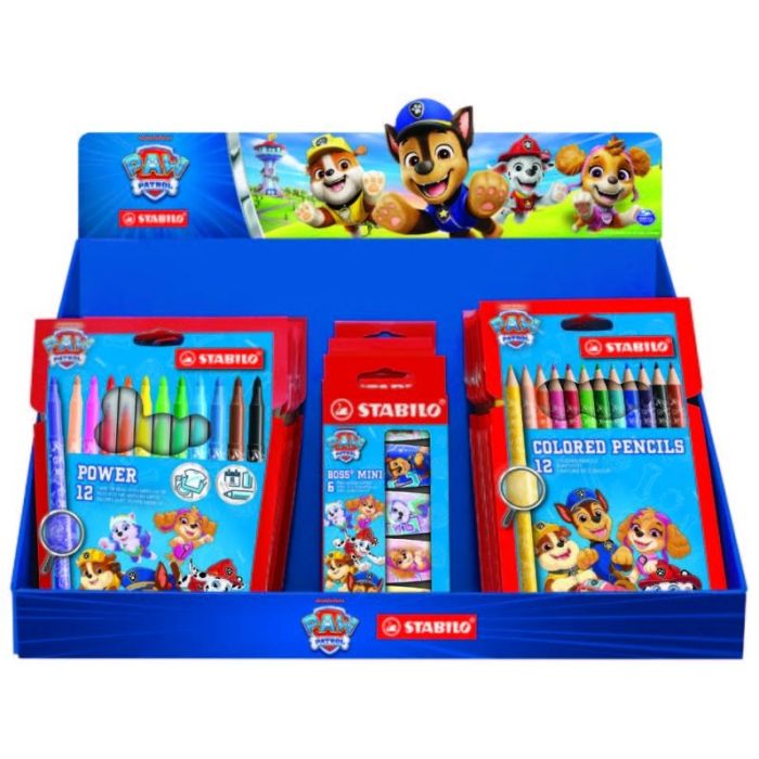 Stabilo Patrulla Canina Expositor de 26 Packs Variados para Colorear con Diseños de la Patrulla Canina - Lapices de Colores, Flu