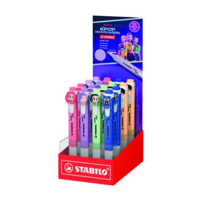 Stabilo Swing Cool K-Pop Demon Hunters Expositor con 16 Marcadores - Cuerpo Plano - Punta Biselada - Trazo entre 1 y 4mm - Tinta