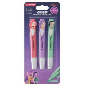 Stabilo Swing Cool K-Pop Demon Hunters Pack con 3 Marcadores - Cuerpo Plano - Punta Biselada - Trazo entre 1 y 4mm - Tinta con B
