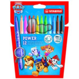 Stabilo Power Patrulla Canina Pack con 12 Rotuladores con Diseños de la Patrulla Canina - Punta Media de 2mm - Tinta Lavable - C