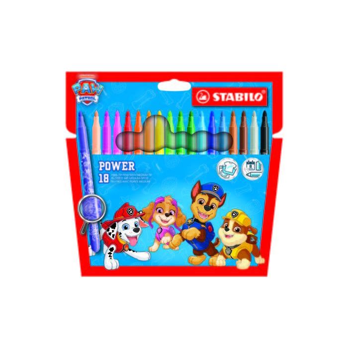 Stabilo Power Patrulla Canina Pack con 18 Rotuladores con Diseños de la Patrulla Canina - Punta Media de 2mm - Tinta Lavable - C