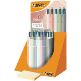 Bic 4 Colours Mineral Tones Expositor con 30 Boligrafos de Bola Retractil - 5 Colores Diferentes - Punta Media de 1.0mm - Colore