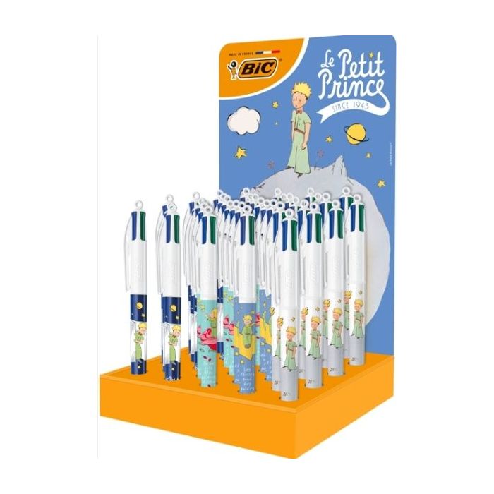 Bic 4 Colours El Principito Expositor con 36 Boligrafos de Bola Retractil Con Diseños de El Principito - 4 Diseños Diferentes -