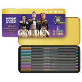 Stabilo Pen 68 Metallic K-Pop Demon Hunter Caja Metalica con 8 Rotuladores de Punta de Fibra - Trazo de 1mm aprox. - Tinta con B