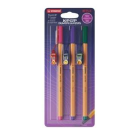 Stabilo Point 88 K-Pop Demon Hunter Pack con 3 Rotuladores de Punta Fina de Fibra - Trazo de 0.4 mm - Tinta con Base de Agua - C