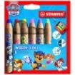 Stabilo Woody 3 en 1 Patrulla Canina Pack de 8 Lapices de Colores con Diseños de la Patrulla Canina + Sacapuntas - Lapiz de Colo