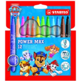 Stabilo Power Max Patrulla Canina Pack de 12 Rotuladores de Punta Gruesa con Diseños de la Patrulla Canina - Trazo 3mm - Tinta L
