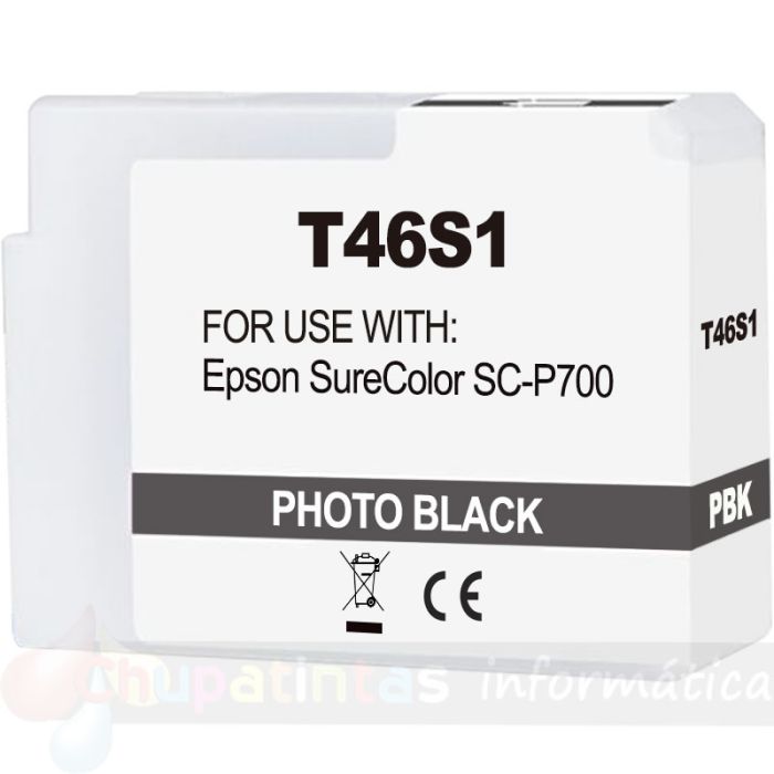 Epson T46S1 Negro Foto Cartucho de Tinta Pigmentada Genérico - Reemplaza C13T46S100
