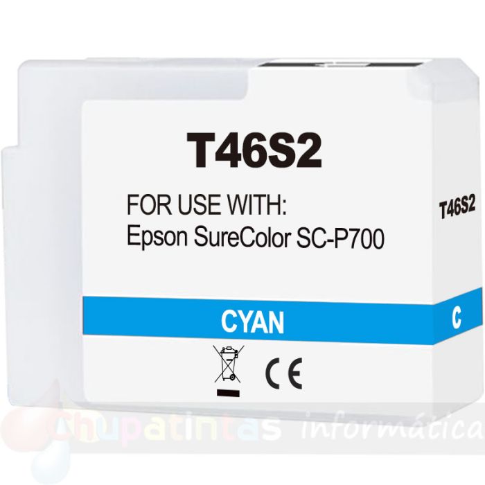 Epson T46S2 Cian Cartucho de Tinta Pigmentada Genérico - Reemplaza C13T46S200