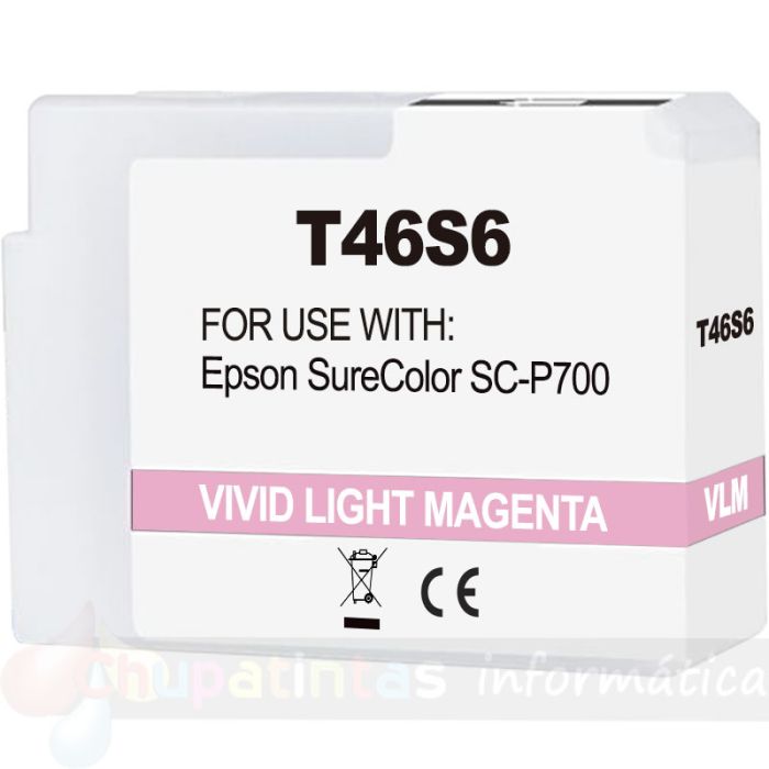 Epson T46S6 Magenta Light Vivido Cartucho de Tinta Pigmentada Genérico - Reemplaza C13T46S600