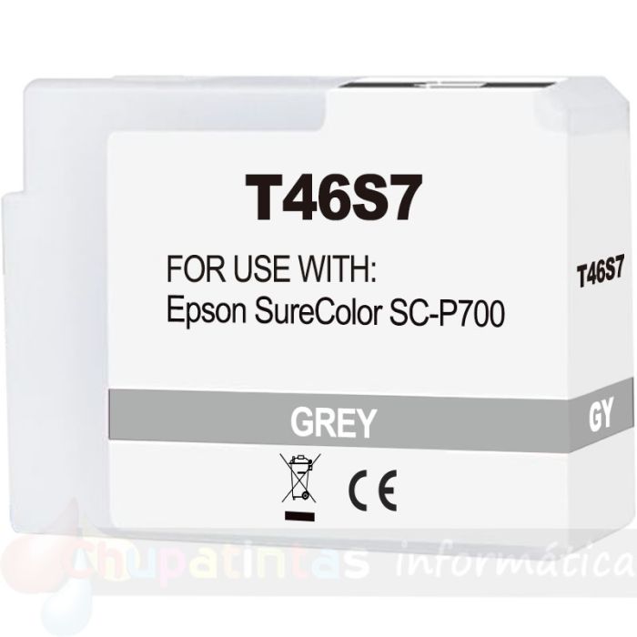Epson T46S7 Gris Cartucho de Tinta Pigmentada Genérico - Reemplaza C13T46S700