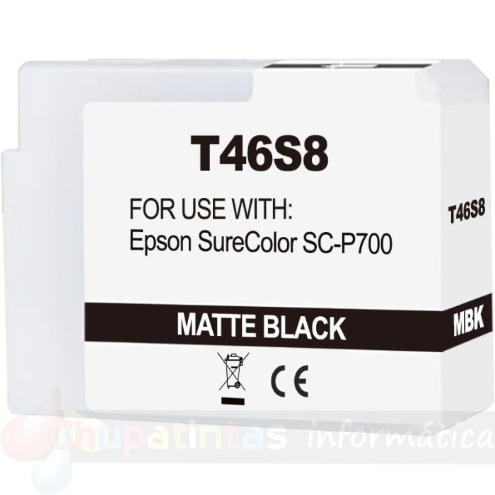 Epson T46S8 Negro Mate Cartucho de Tinta Pigmentada Genérico - Reemplaza C13T46S800