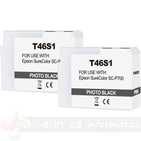 Epson T46S1 Negro Foto Pack de 2 Cartuchos de Tinta Pigmentada Genéricos