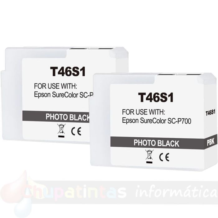 Epson T46S1 Negro Foto Pack de 2 Cartuchos de Tinta Pigmentada Genéricos