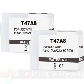 Epson T47A8 Negro Mate Pack 2 Cartuchos de Tinta Pigmentada Genéricos - Reemplaza C13T47A800