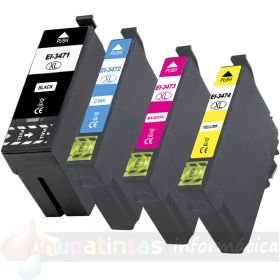 Epson T34XL Pack de 4 Cartuchos de Tinta Genéricos: T3471/T3472/T3473/T3474