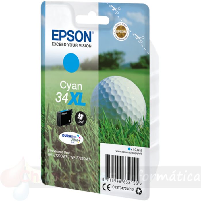 Epson T3472 (34XL) Cian Cartucho de Tinta Original - C13T34724010-2