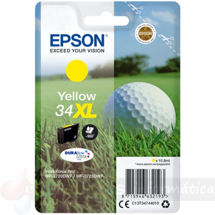 Epson T3474 (34XL) Amarillo Cartucho de Tinta Original - C13T34744010-1