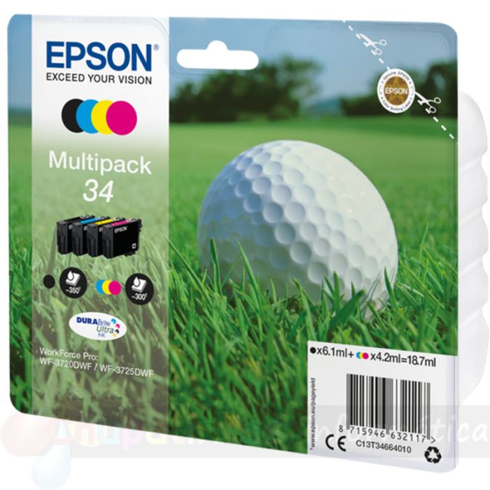 Epson T3466 Pack de 4 Cartuchos de Tinta Originales - C13T34664010-2