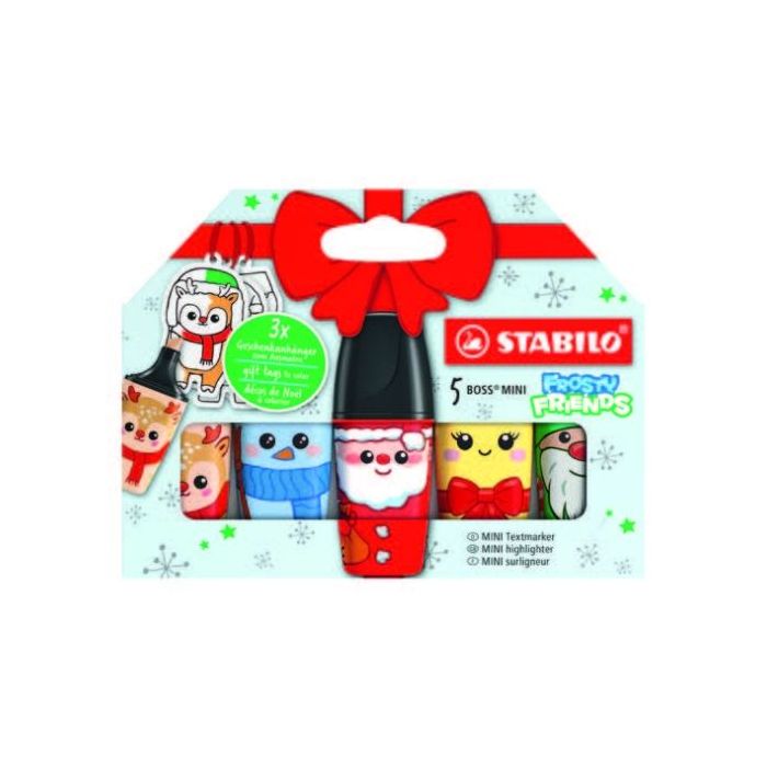 Stabilo Boss Mini Frosty Friends Pack de 5 Marcadores Fluorescentes - Trazo entre 2 y 5mm - Tinta con Base de Agua - Antisecado