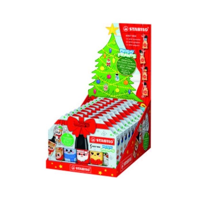 Stabilo Boss Mini Frosty Friends Expositor con 10 Packs de 5 Marcadores Fluorescentes - Trazo entre 2 y 5mm - Tinta con Base de