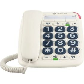 Motorola CT200 Telefono Fijo - Teclas Grandes - Buzon de Voz con Indicador LED - Color Blanco