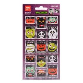 Apli Kids Sellos Pack con 30 Pegatinas de Halloween con Forma de Sello Postal - Perfectas para Decorar Cuadernos, Agendas, etc..