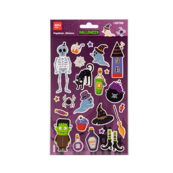 Apli Kids Esqueleto Pack con 22 Pegatinas de Halloween - Perfectas para Decorar Cuadernos, Agendas, etc...