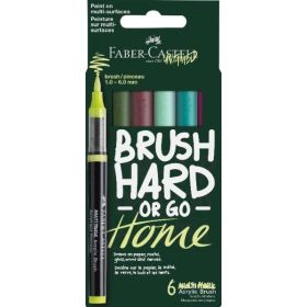 Faber-Castell Multimark Acrylic Brush Pack con 6 Rotuladores Acrilicos Punta Pincel - Trazo de 1 a 6mm - Tinta Acrilica a Base d