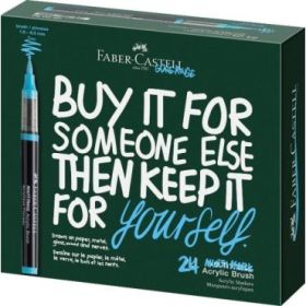 Faber-Castell Multimark Acrylic Brush Caja con 24 Rotuladores Acrilicos Punta Pincel - Trazo de 1 a 6mm - Tinta Acrilica a Base