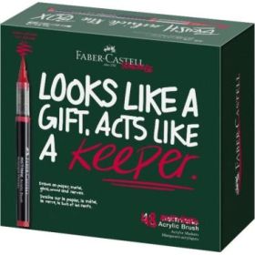 Faber-Castell Multimark Acrylic Brush Caja con 48 Rotuladores Acrilicos Punta Pincel - Trazo de 1 a 6mm - Tinta Acrilica a Base