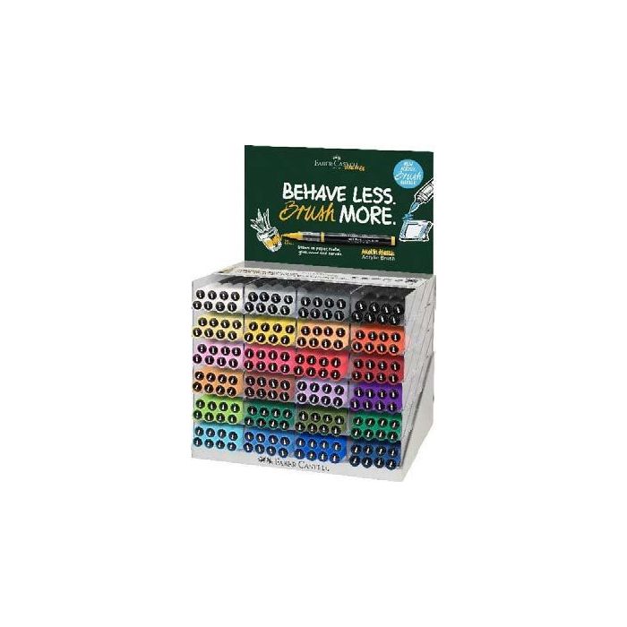 Faber-Castell Multimark Acrylic Brush Expositor con 192 Rotuladores Acrilicos Punta Pincel - Trazo de 1 a 6mm - Tinta Acrilica a