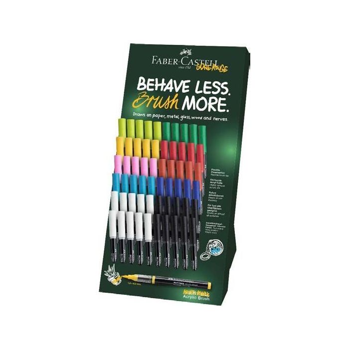 Faber-Castell Multimark Acrylic Brush Expositor con 60 Rotuladores Acrilicos Punta Pincel - Trazo de 1 a 6mm - Tinta Acrilica a