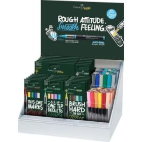 Faber-Castell Multimark Acrylic Brush Expositor con 25 Packs Surtidos de Rotuladores Acrilicos Punta Pincel + 70 Unidades Suelta