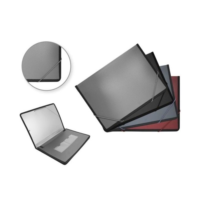 Manager Pack de 4 Carpetas A4 - Fabricadas en Polipropileno - Cierre con Gomas - Ideal para Congresos, Ferias, etc... - Colores