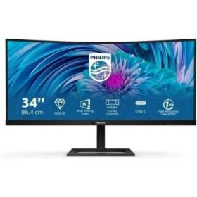 Philips E Line 346E2CUAE/00 Monitor 34  LED Curvo WQHD+ 100Hz FreeSync Premium - Respuesta 1ms - Altavoces 10W - Ajustable en Al