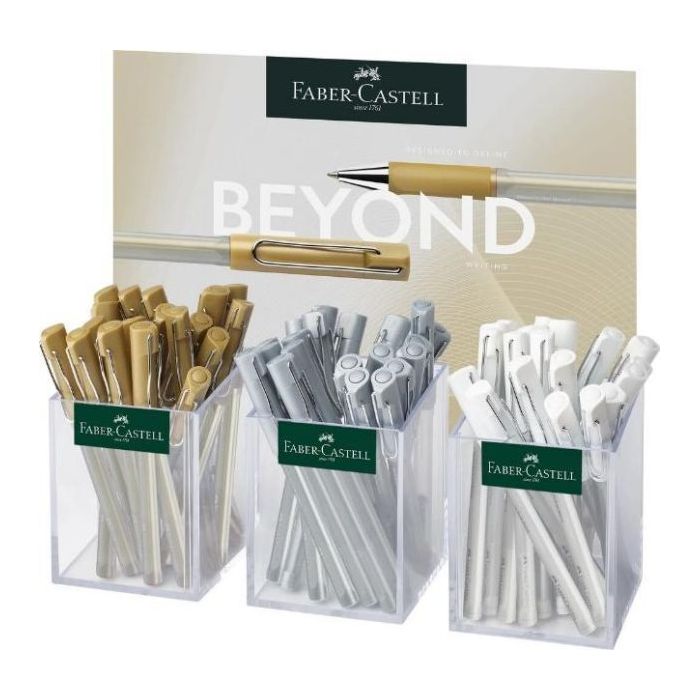 Faber-Castell Artsy Beyond Expositor con 60 Boligrafos de Tinta Gel - Punta de 1mm - Trazo de 0.6mm - Zona de Agarre Engomada -