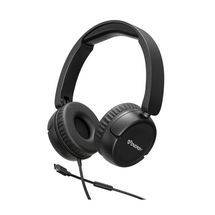 Energy Sistem Urban Auriculares con Cable - DeepBass - Diadema Extensible - Microfono Incorporado - Conexion USB-C - Color Negro