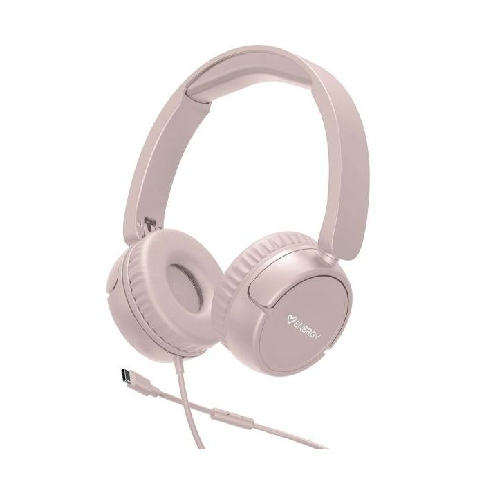 Energy Sistem Urban Auriculares con Cable - DeepBass - Diadema Extensible - Microfono Incorporado - Conexion USB-C - Color Rosa