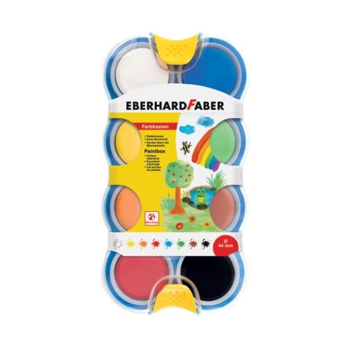 Eberhard Faber Pack de 8 Acuarelas Ø 44mm - Faciles de Usar - Colores Surtidos