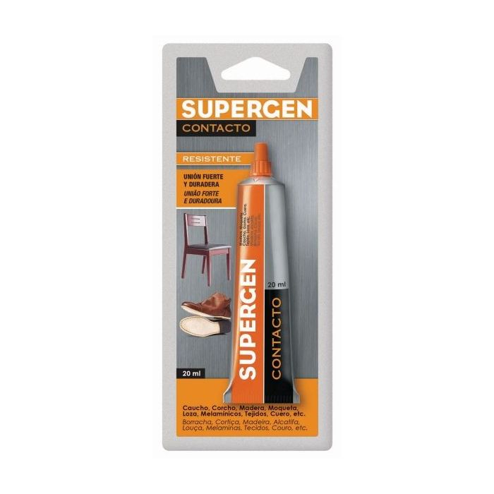 Supergen Contacto Pegamento 20ml - Secado Rapido - No Contiene Tolueno - Color Amarillo