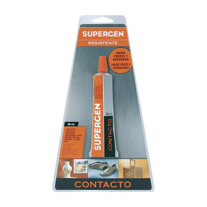 Supergen Contacto Pegamento 40ml - Secado Rapido - No Contiene Tolueno - Color Amarillo