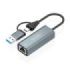 Aisens Conversor USB3.2 Gen1 + USB-C a Ethernet Gigabit 10/100/1000 Mbps - 15cm - Color Gris