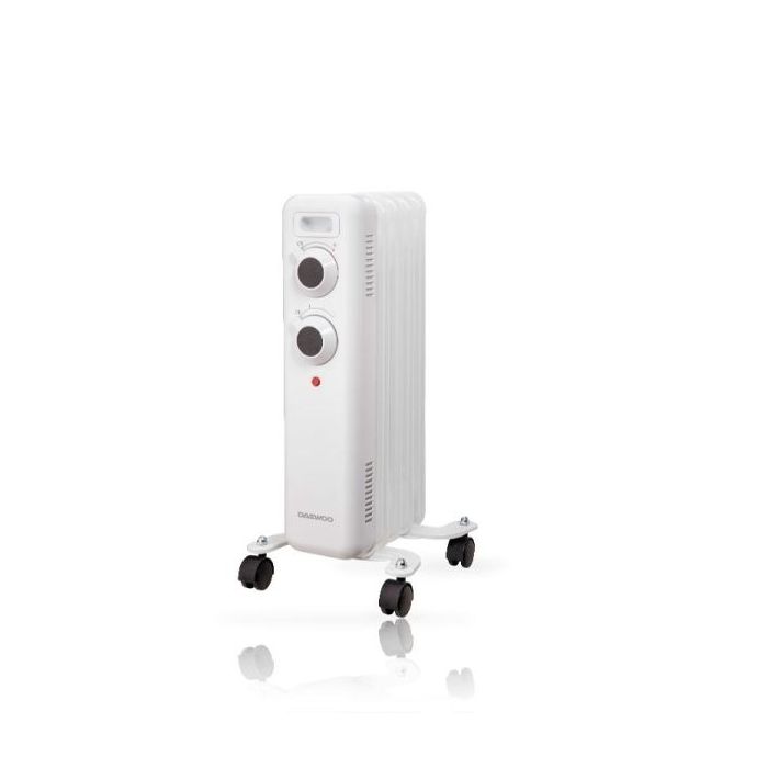 Daewoo DW9501 Radiador de Aceite - Potencia 1000W - 5 Elementos - Termostato Regulable - Ruedas - Asa de Transporte - Indicador